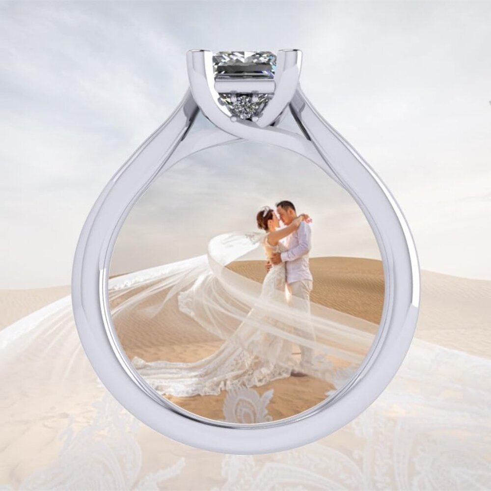 1to4ct Simulated Diamond Engagement ring Round-Princess-Cushion-Asscher Solitair - Picture 5 of 6